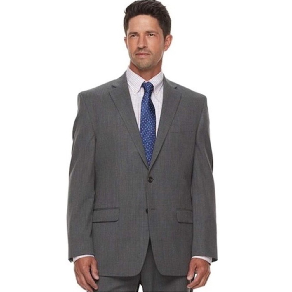 Chaps Classic Fit Wool Blend Blazer Jacket In Gray Size 48 Long